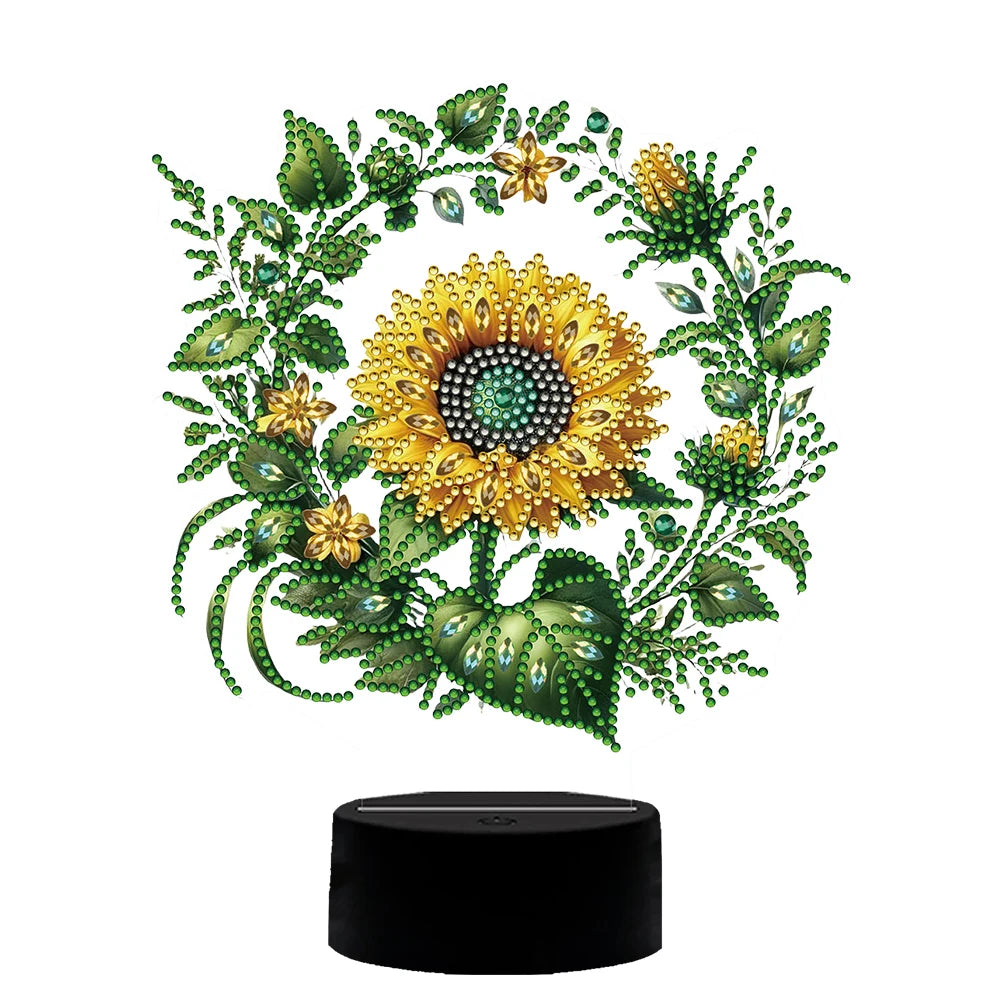 5D DIY Diamond Painting LED Light Flower Lamp for Home Office