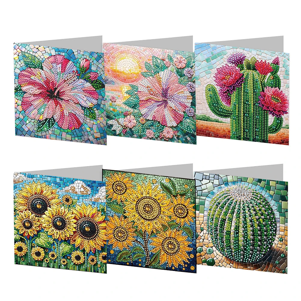 6Pcs DIY Diamond Art Greeting Cards 5D Rhinestone Kits