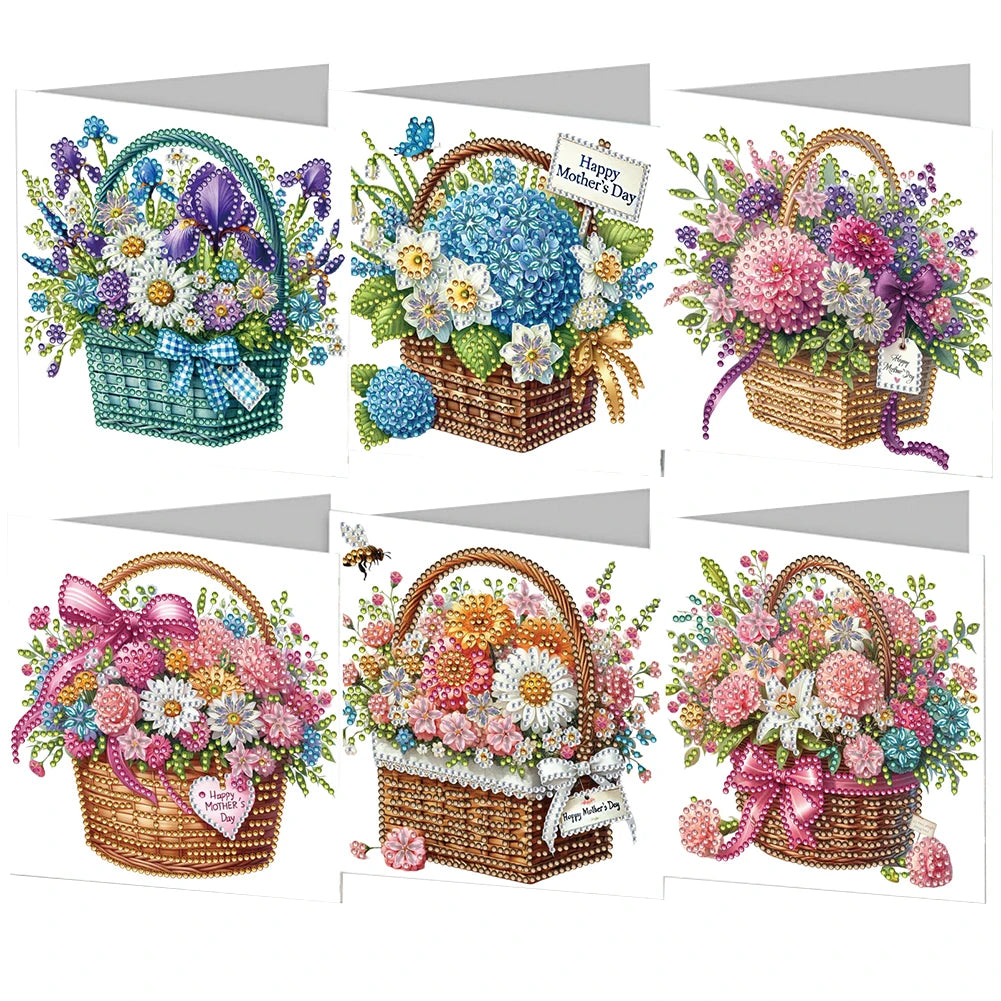 6Pcs DIY Diamond Art Greeting Cards 5D Rhinestone Kits