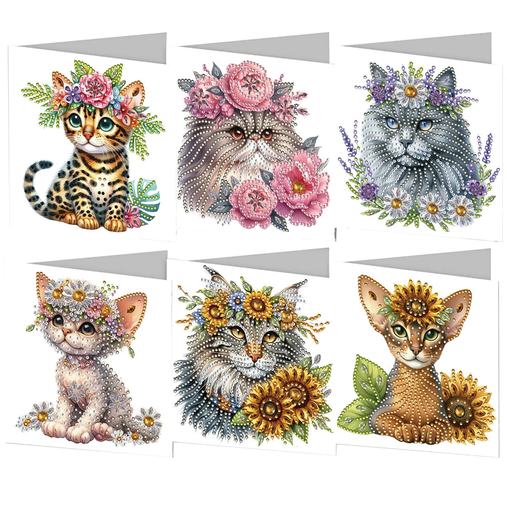 6Pcs DIY Diamond Art Greeting Cards 5D Rhinestone Kits
