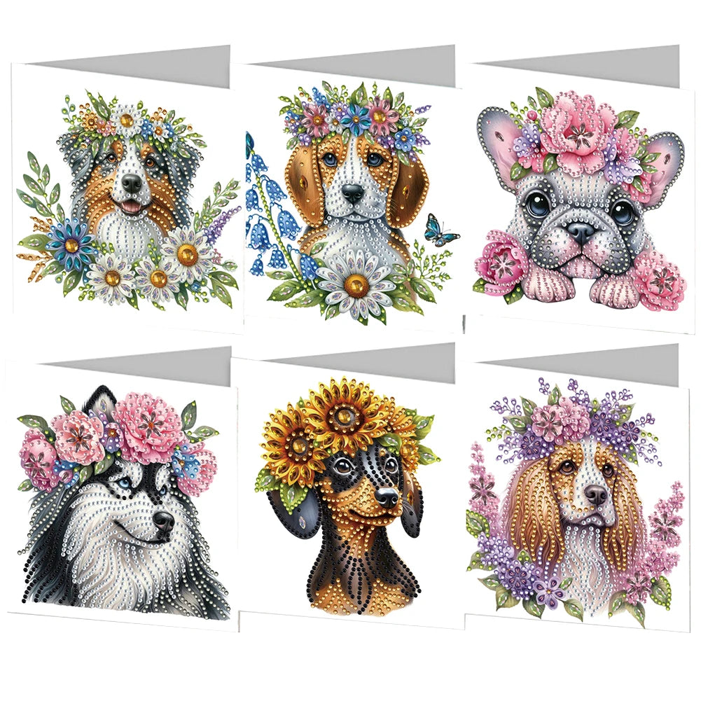 6Pcs DIY Diamond Art Greeting Cards 5D Rhinestone Kits