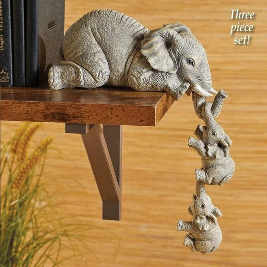 3pcs/Set Cute Elephant Figurines Holding Baby Elephant Gift