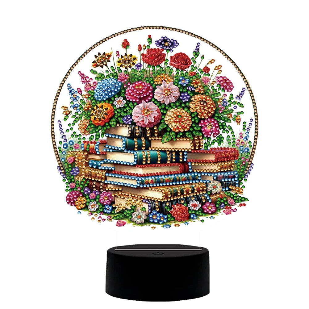 5D DIY Diamond Painting LED Light Flower Lamp for Home Office