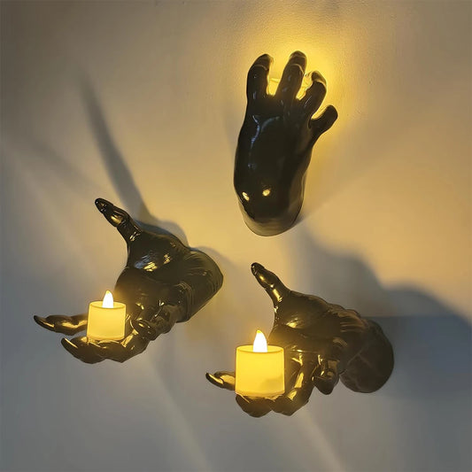 Halloween Wall Decor 3-Pack Devil Hand Candle Holders
