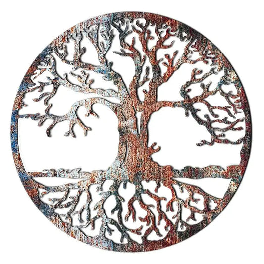 2D Iron Tree Wall Sculpture Life Tree Silhouette Decor