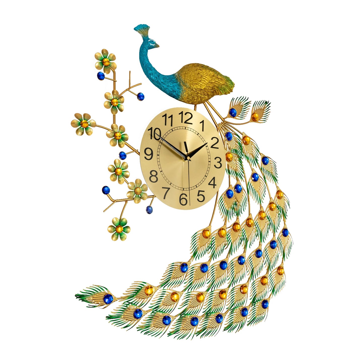 Peacock Wall Clock, Iron and Acrylic Design, 8.27-Inch Dial, Anti-Rust, Corrosion-Resistant, Ideal Home Decor and Gift