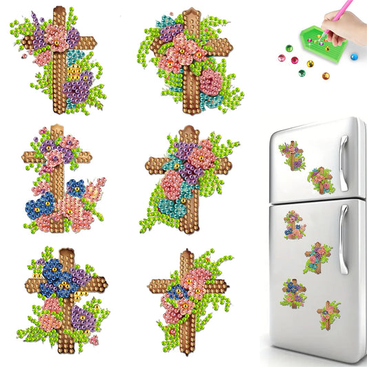 6Pcs Easter Animal Diamond Painting Refrigerator Magnet DIY Fridge Stickers for Beginners